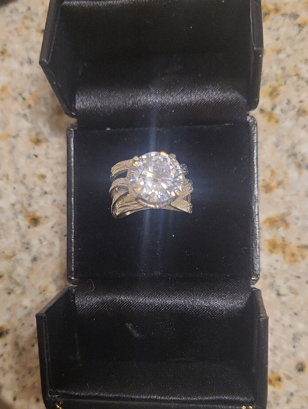 Sterling Silver Statement Cocktail Ring with CZ Stone